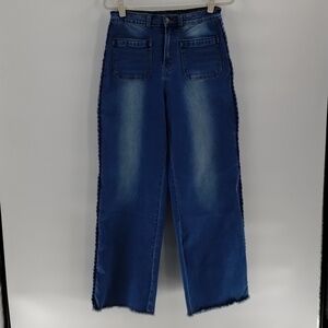 So Me Wide Leg Denim Jeans Size Small Braid Side Detail oversized high waisted